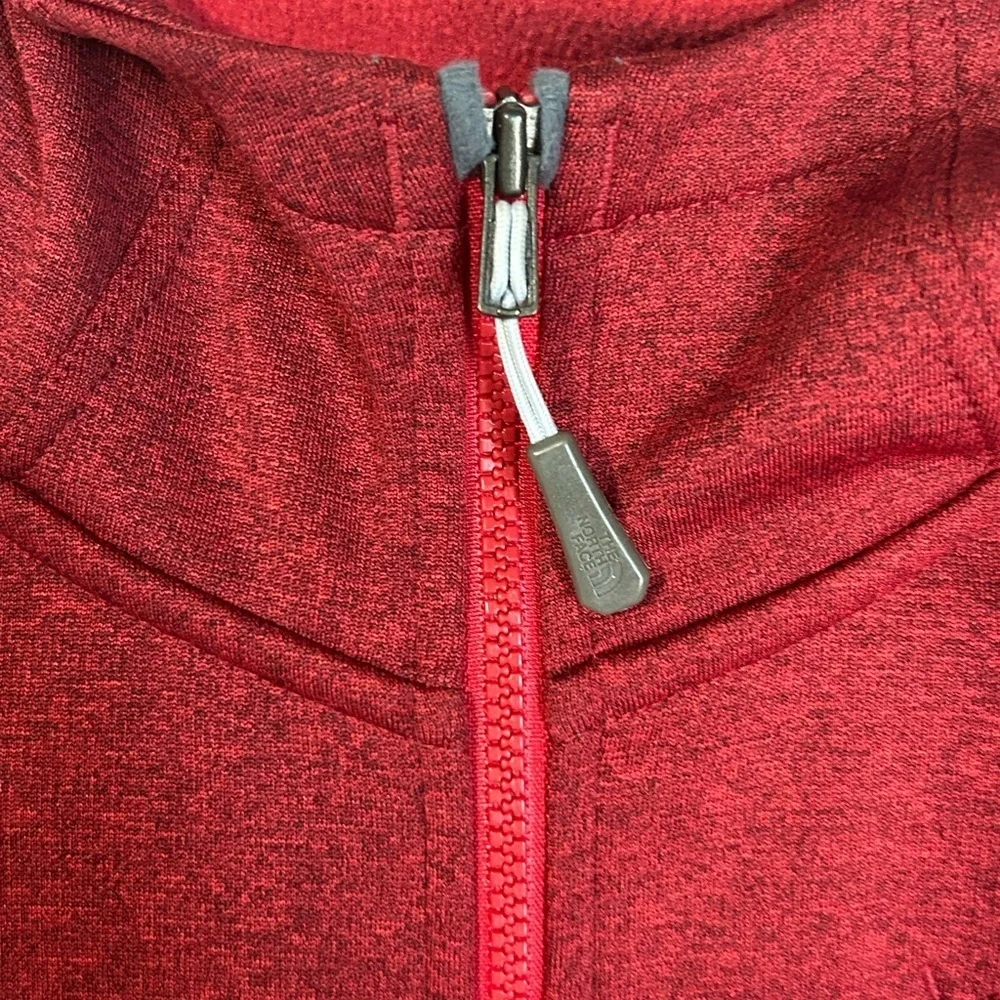 North Face Mens Red 100% Polyester Long Sleeve Zip Up Jacket Hoodie Size M